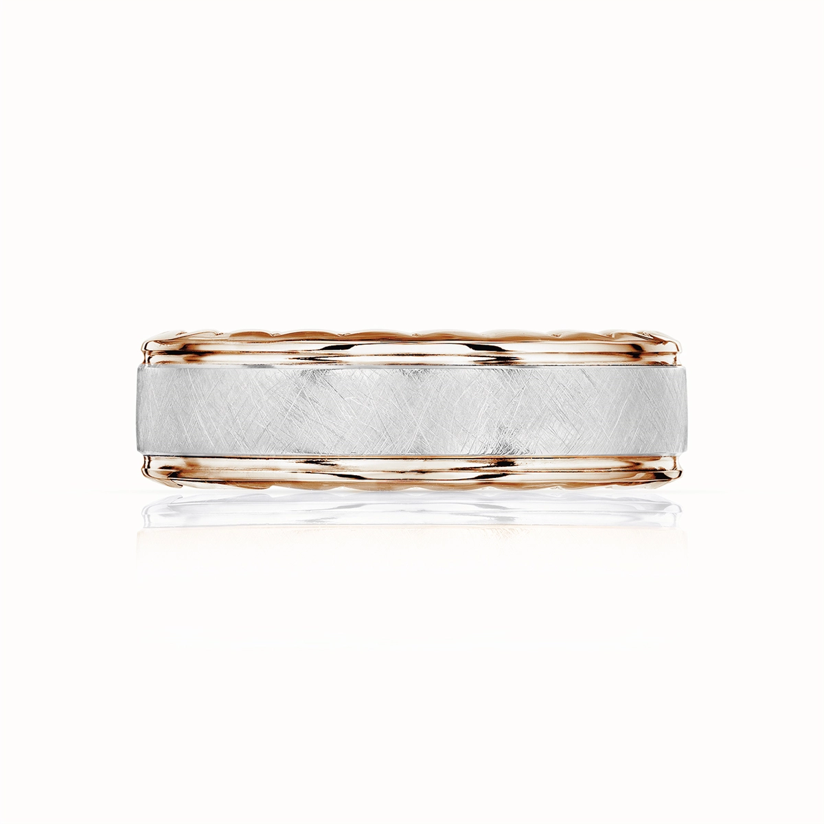 Tacori Gents 18K Rose and White Gold Brushed Finish Band