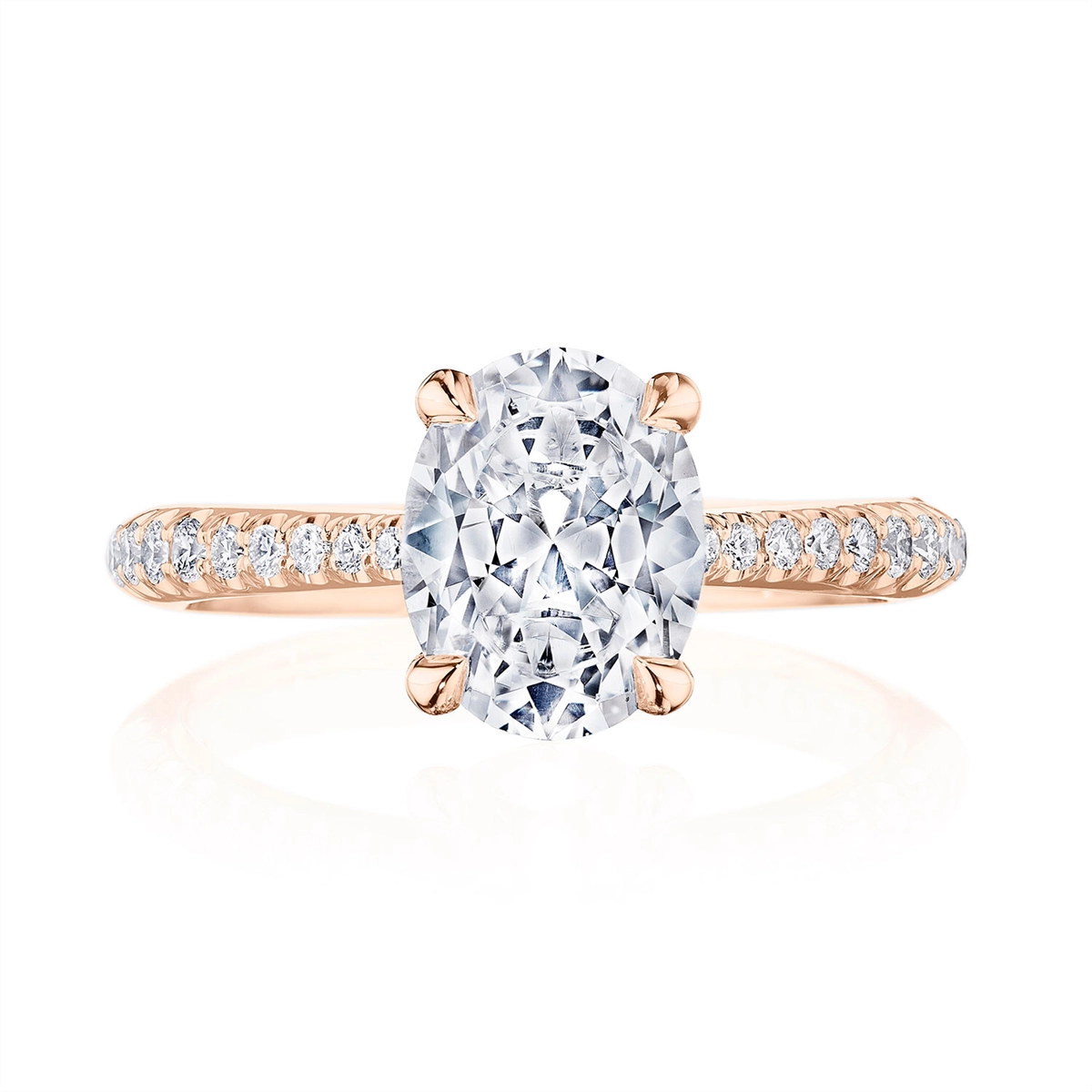 Tacori Royal T 18K Rose Gold Semi Mount for Oval Center