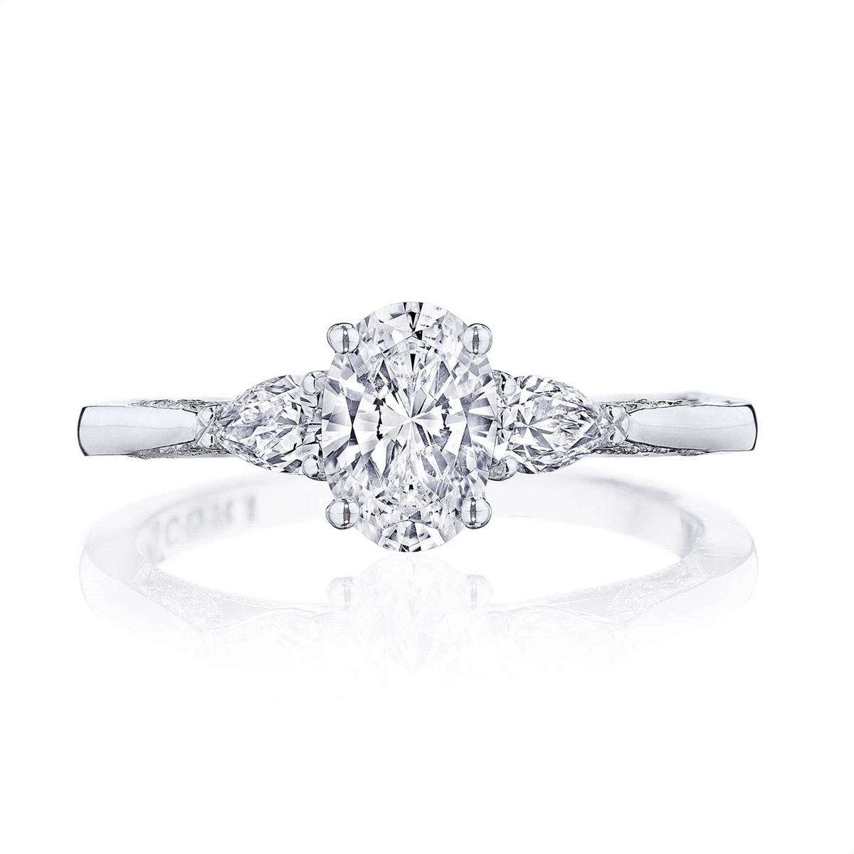 Tacori Simply Tacori 18K White Gold Semi Mount, Pear on Each Side